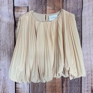 Mare Mare Blouse Pleated Cream Balloon Workwear Classic Modern Versatile Large